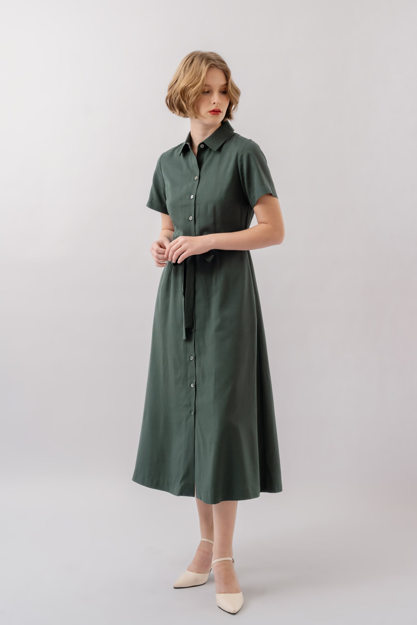 Classic Shirt Dress - Forest