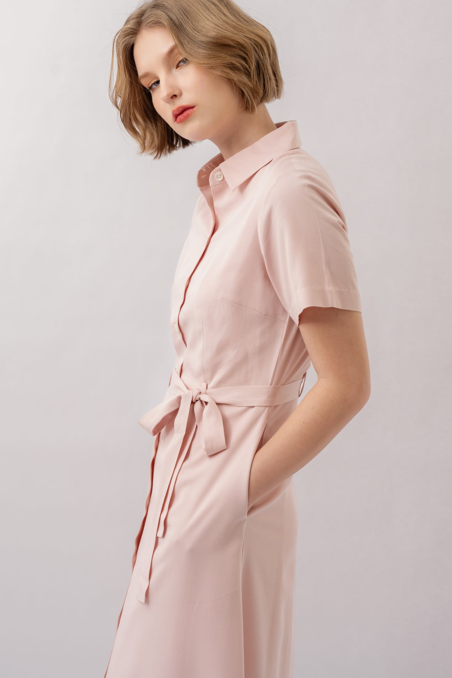 Classic Shirt Dress - Petal Pink