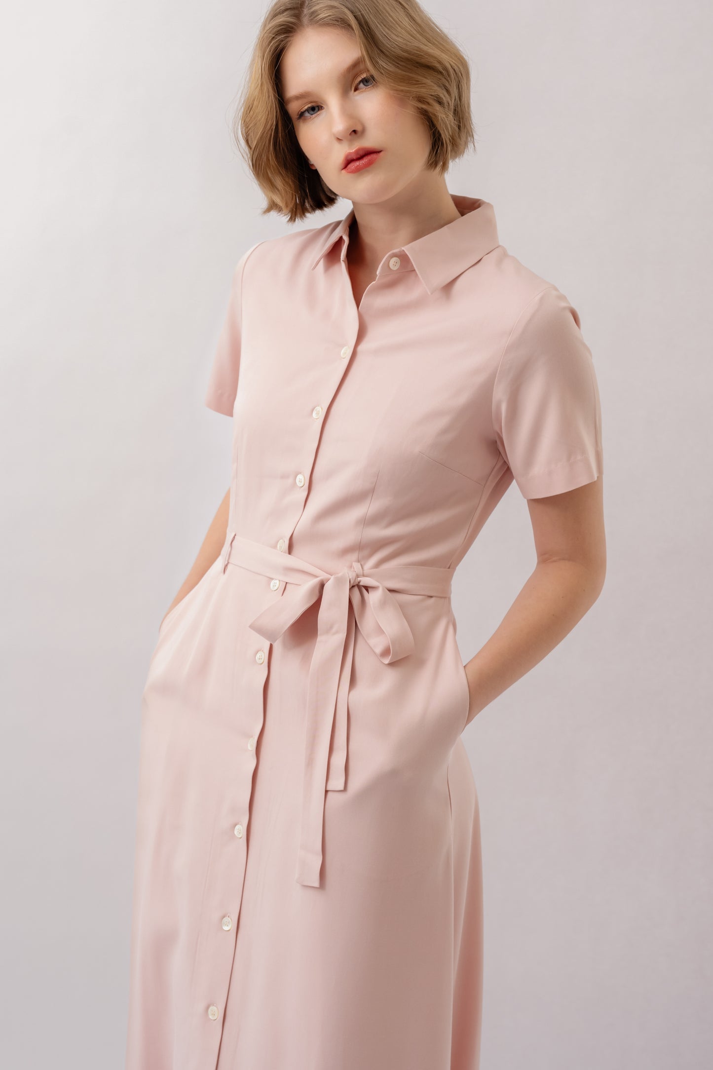 Classic Shirt Dress - Petal Pink