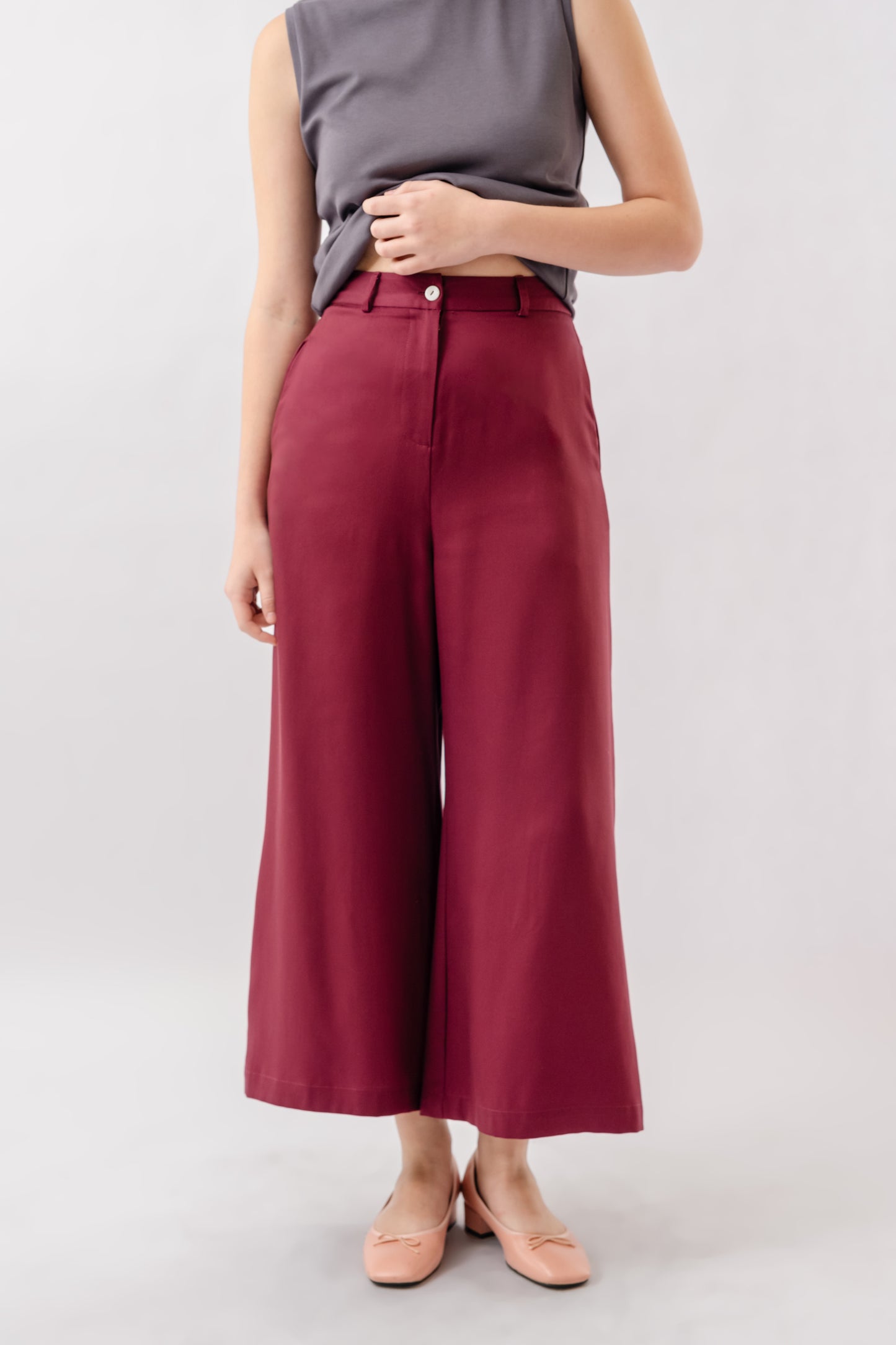 Tencel Wide Legged Pants - Wine