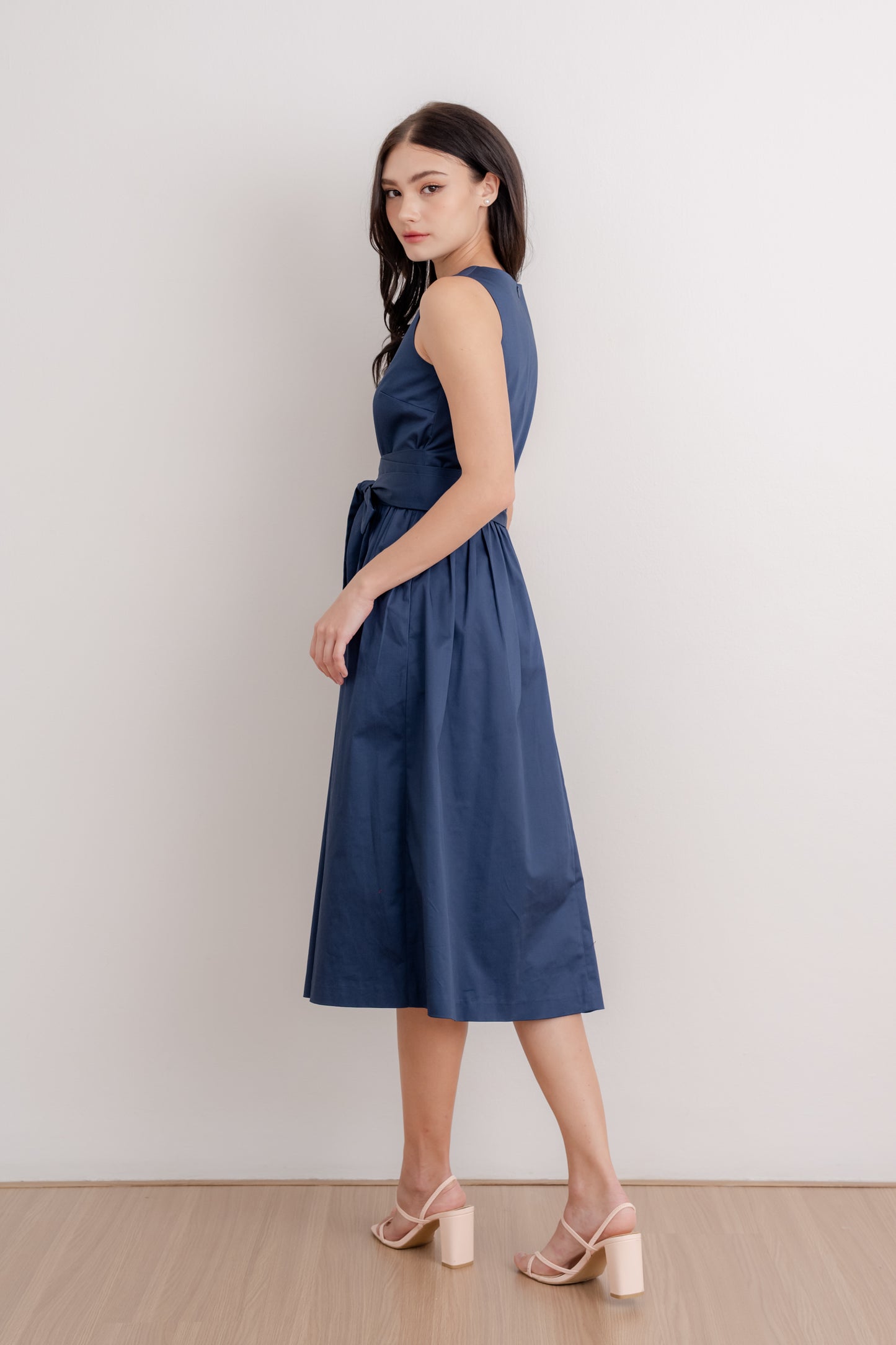 Bow Sash Midi Dress - Midnight