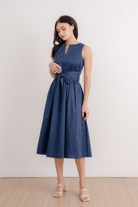 Bow Sash Midi Dress - Midnight