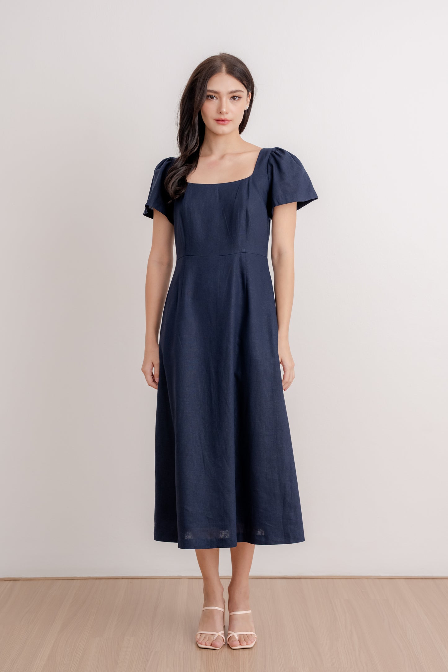 Scoop Neck A-line Tea Dress - Navy (2nd Edition)