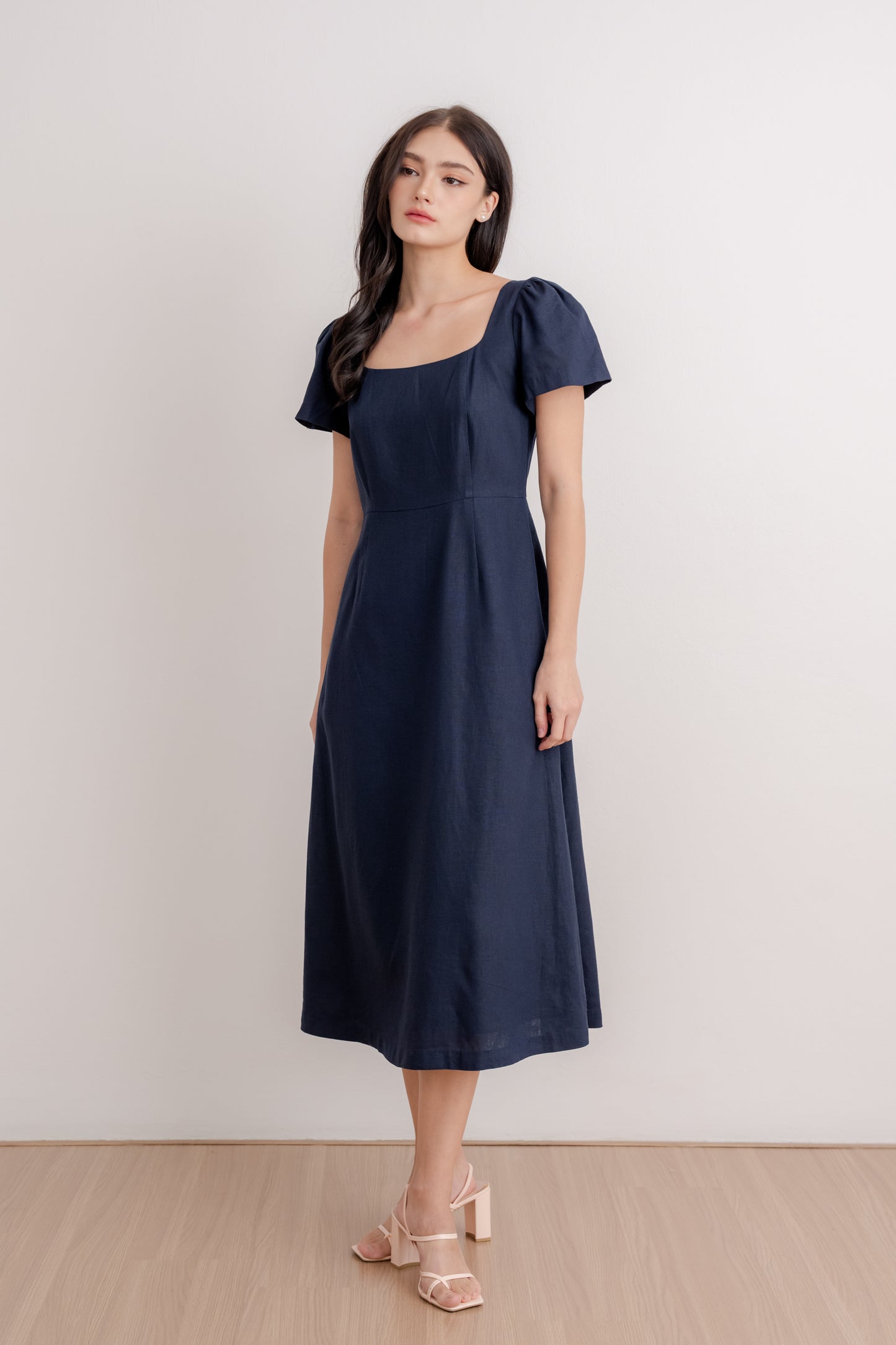 Scoop Neck A-line Tea Dress - Navy (2nd Edition)