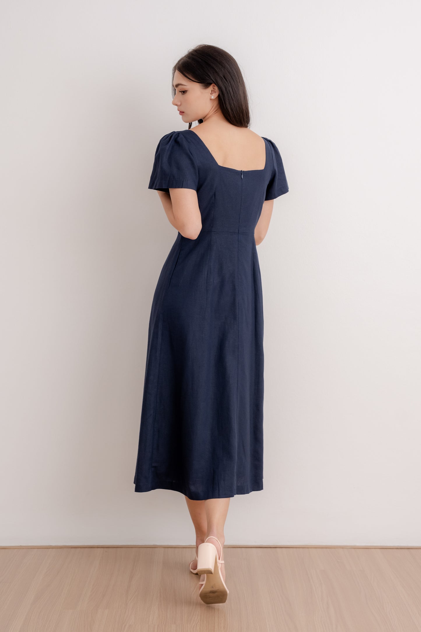 Scoop Neck A-line Tea Dress - Navy (2nd Edition)