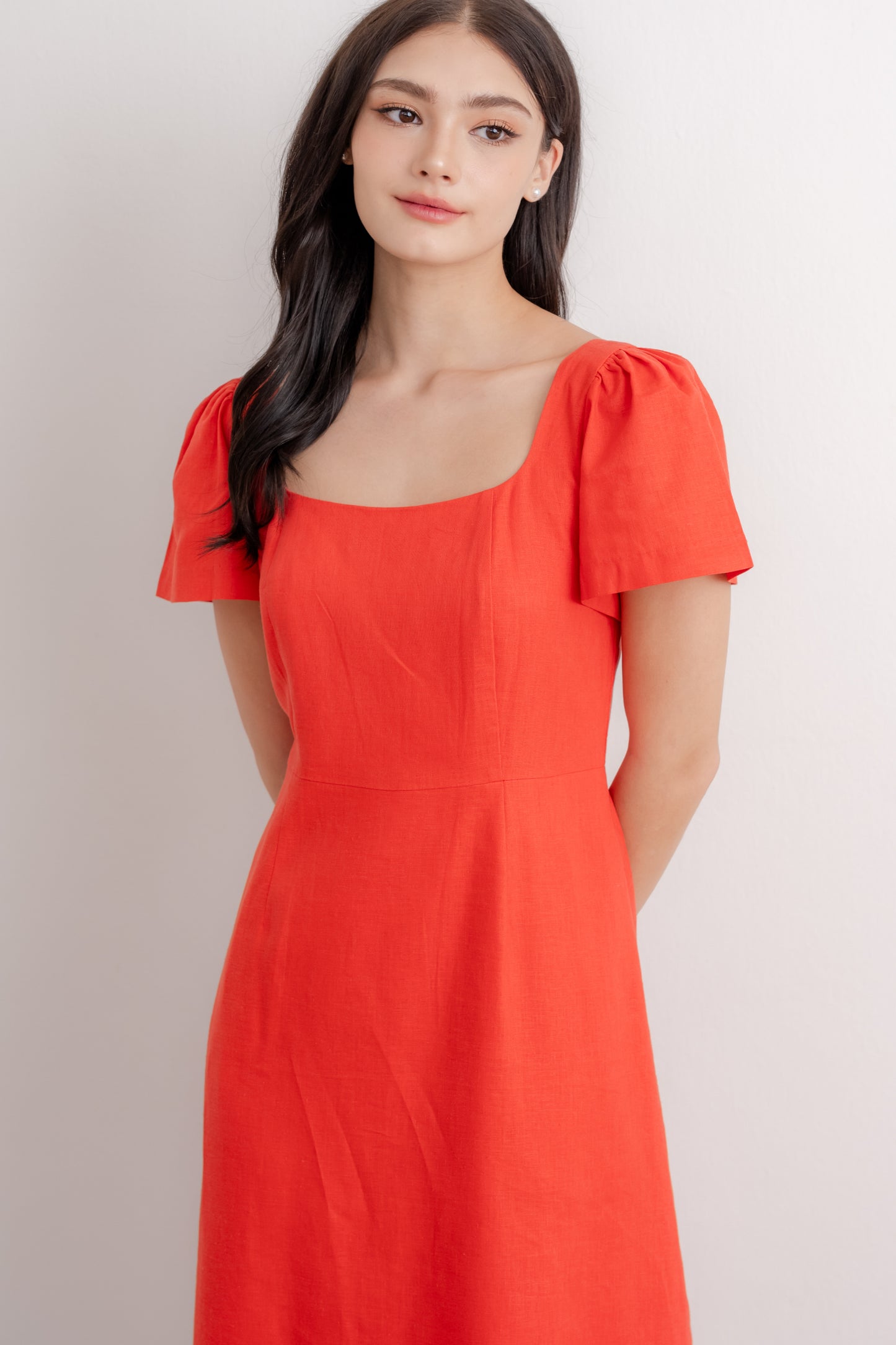 Scoop Neck A-line Tea Dress - Vermillion