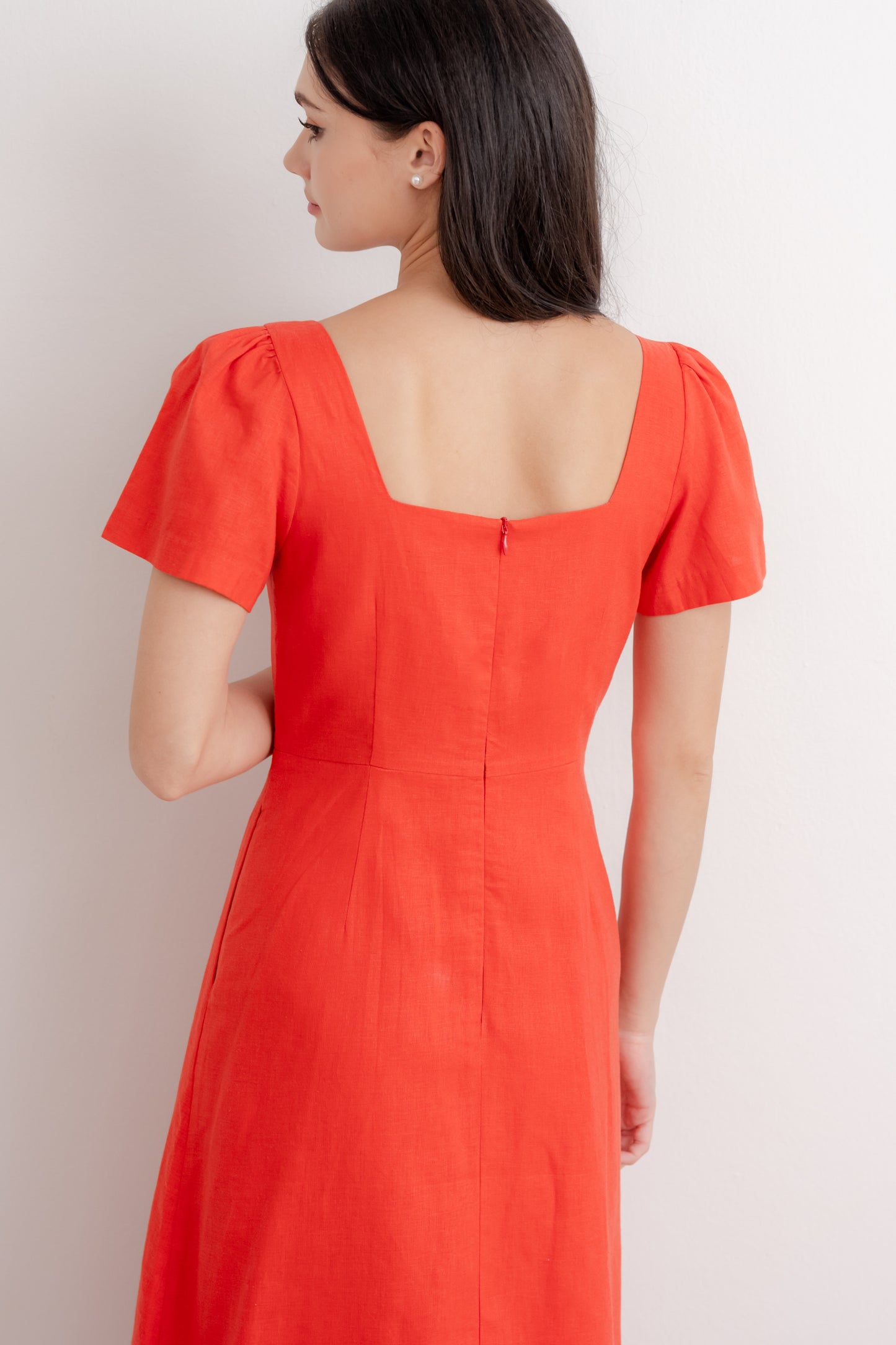 Scoop Neck A-line Tea Dress - Vermillion