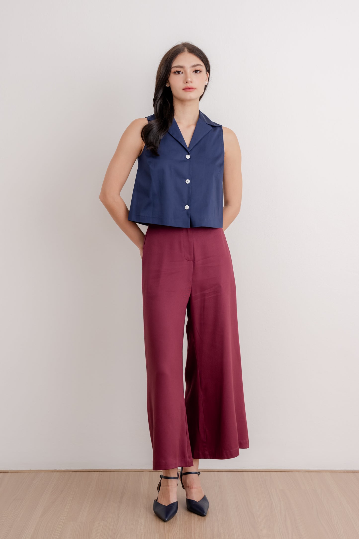 Tencel Wide Legged Pants - Wine