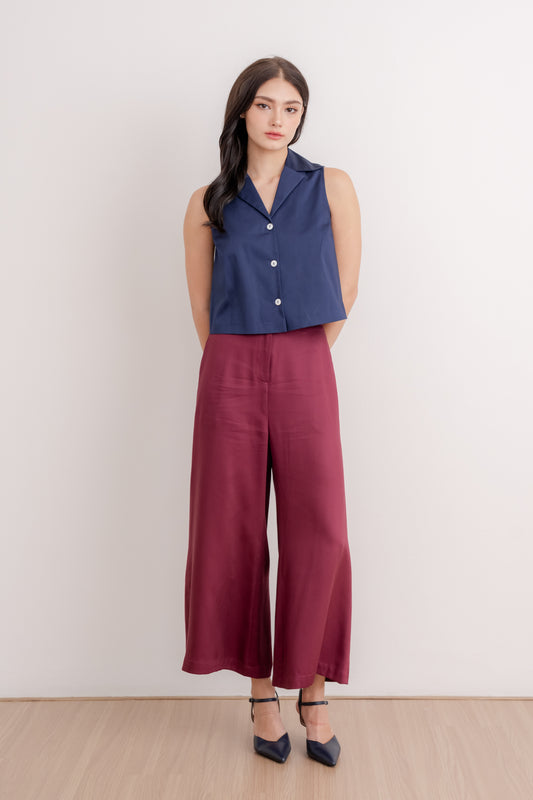 Tencel Wide Legged Pants - Wine