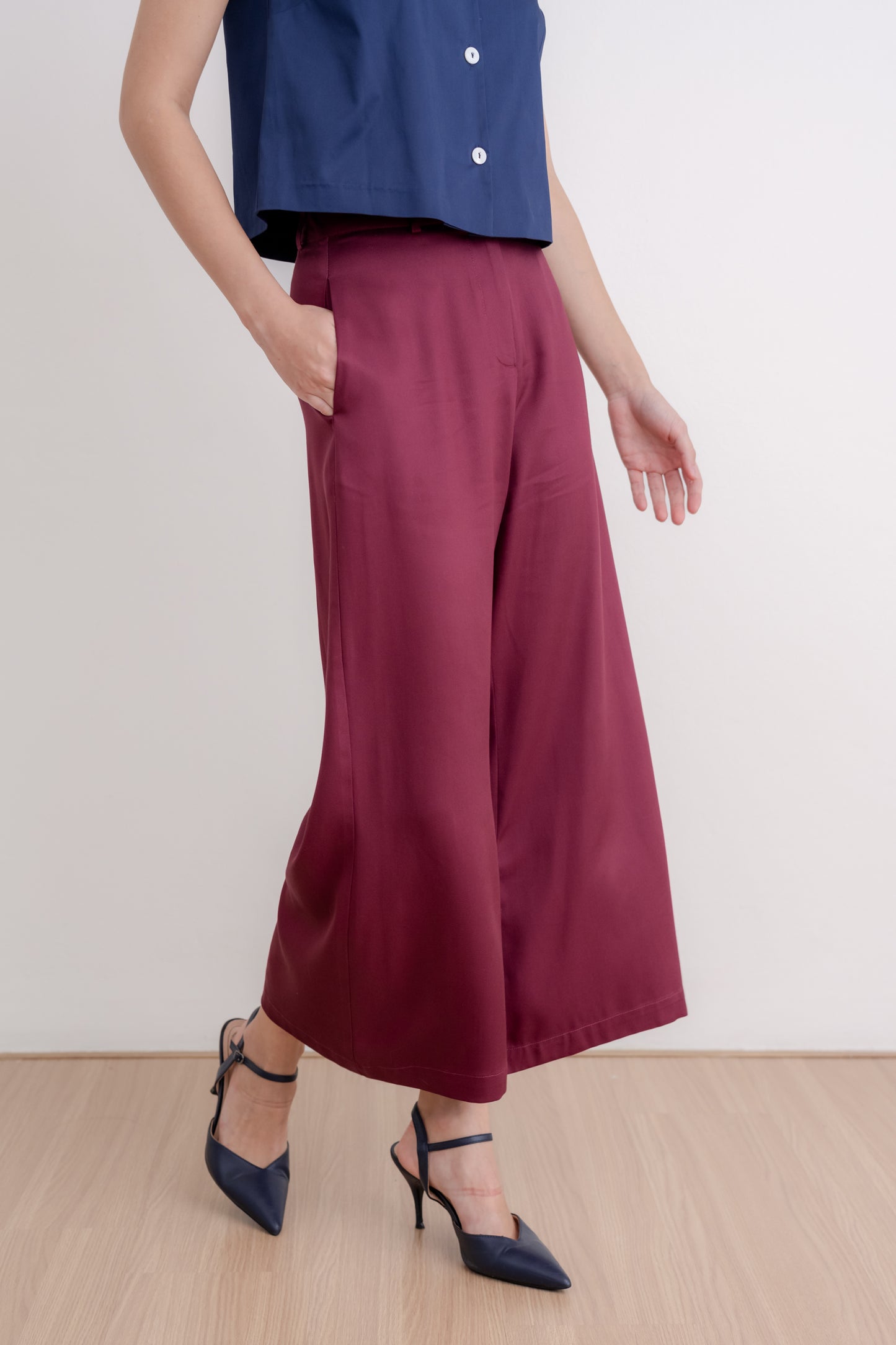 Tencel Wide Legged Pants - Wine
