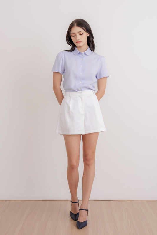 Tencel Buttoned Shorts - White