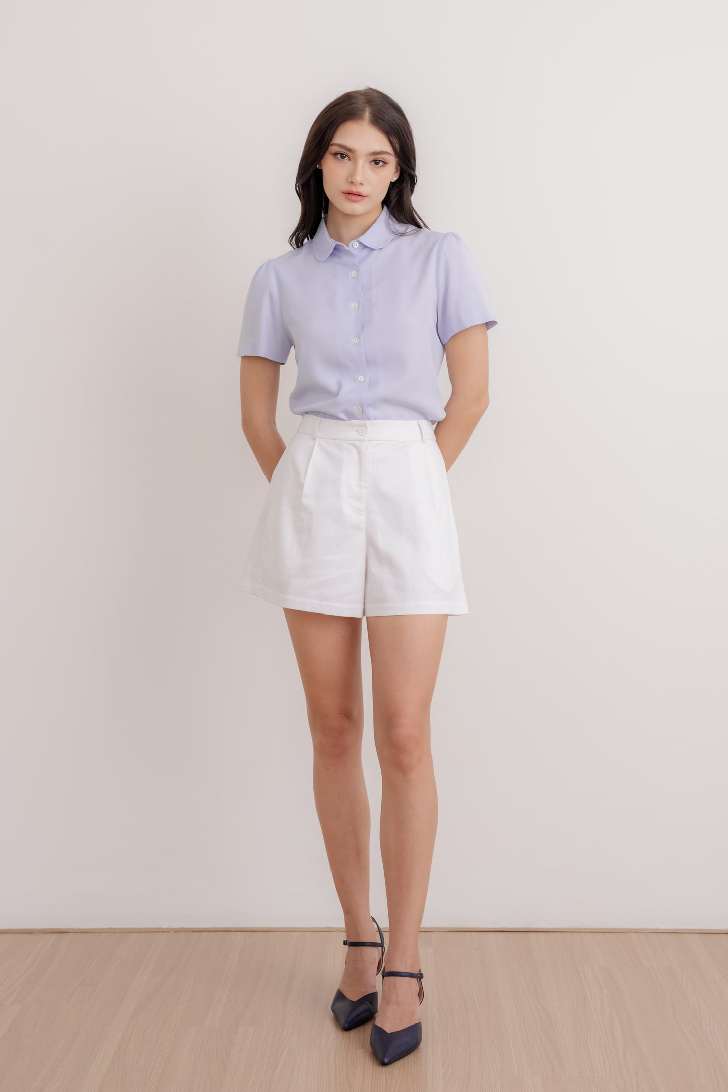 Tencel Buttoned Shorts - White