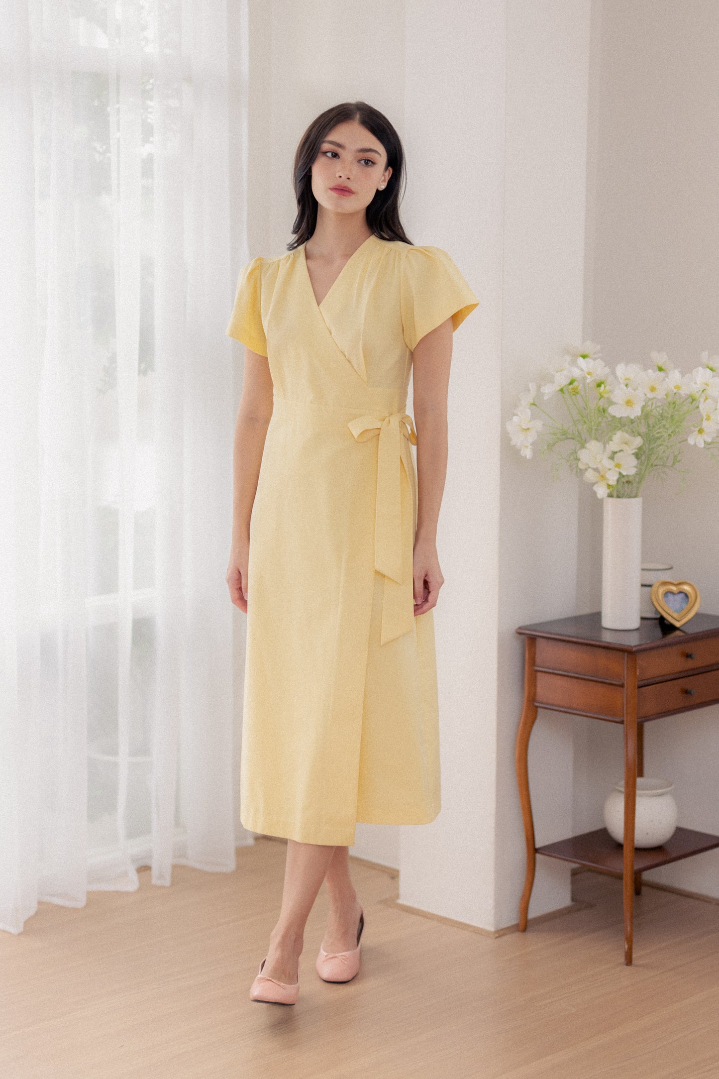 Flutter Sleeve Wrap Dress - Sunlight