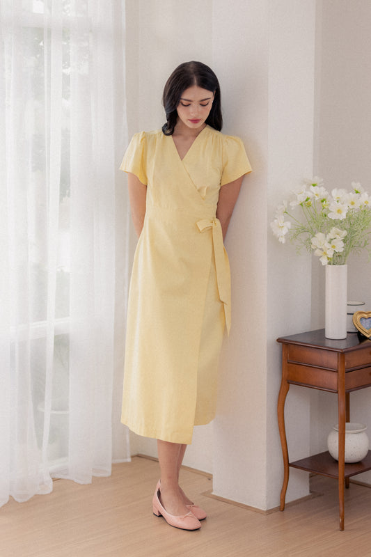 Flutter Sleeve Wrap Dress - Sunlight