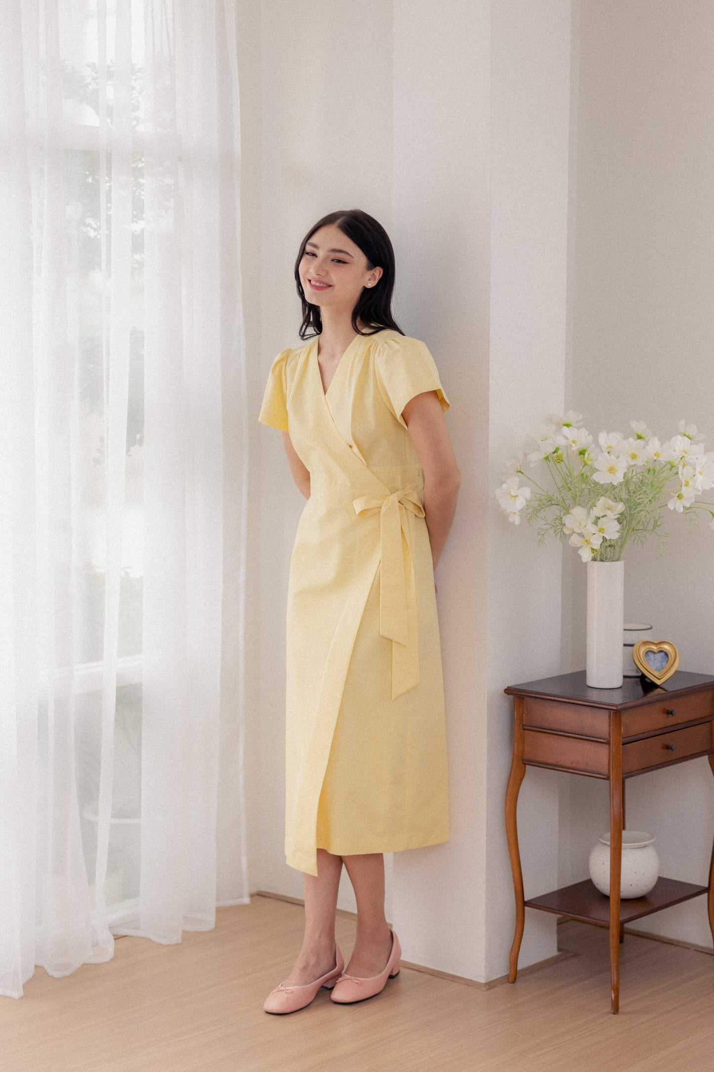 Flutter Sleeve Wrap Dress - Sunlight