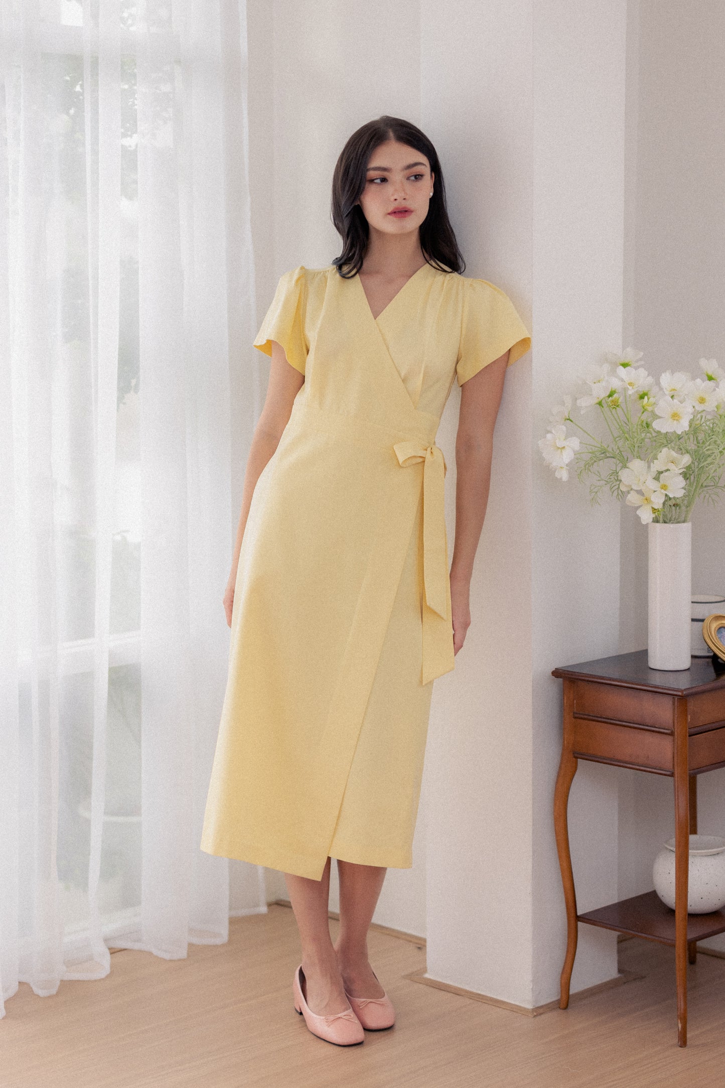 Flutter Sleeve Wrap Dress - Sunlight