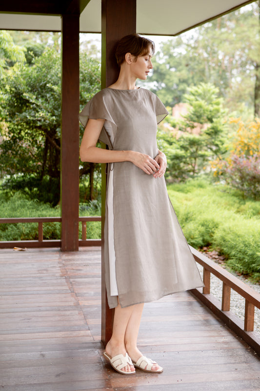 Aire Layered Tea Dress - Taupe