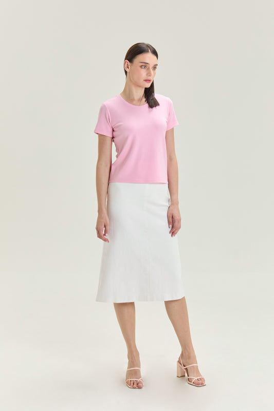 City Tee, Crew Neck - Strawberry Milk