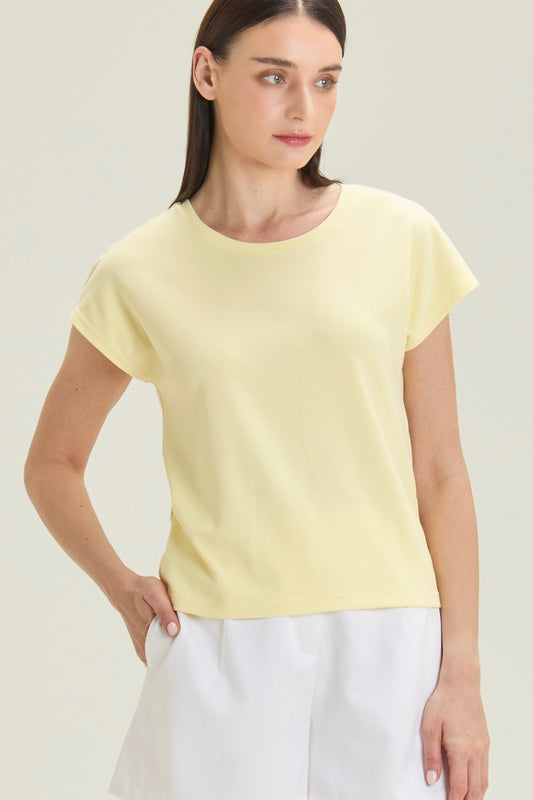City Tee, Cap Sleeve - Butter