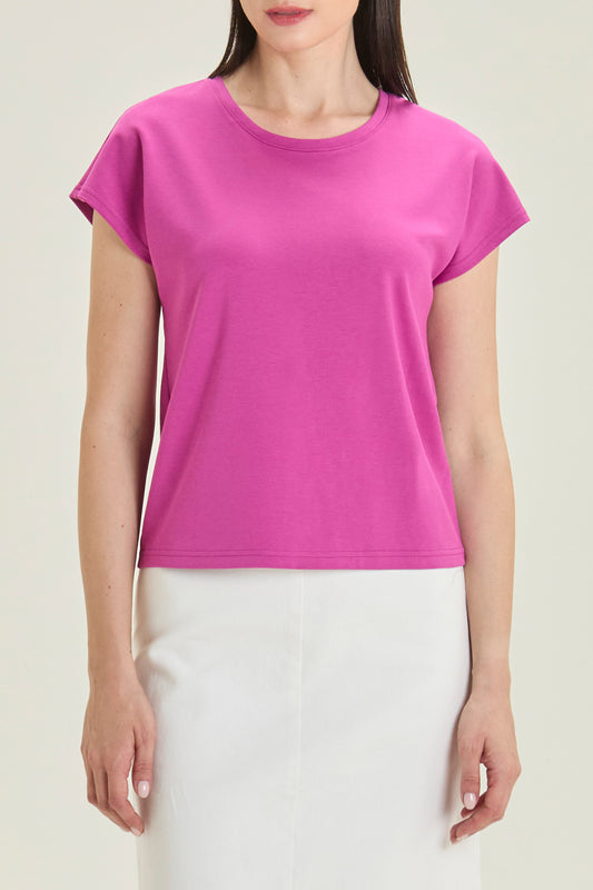 City Tee, Cap Sleeve - Berry