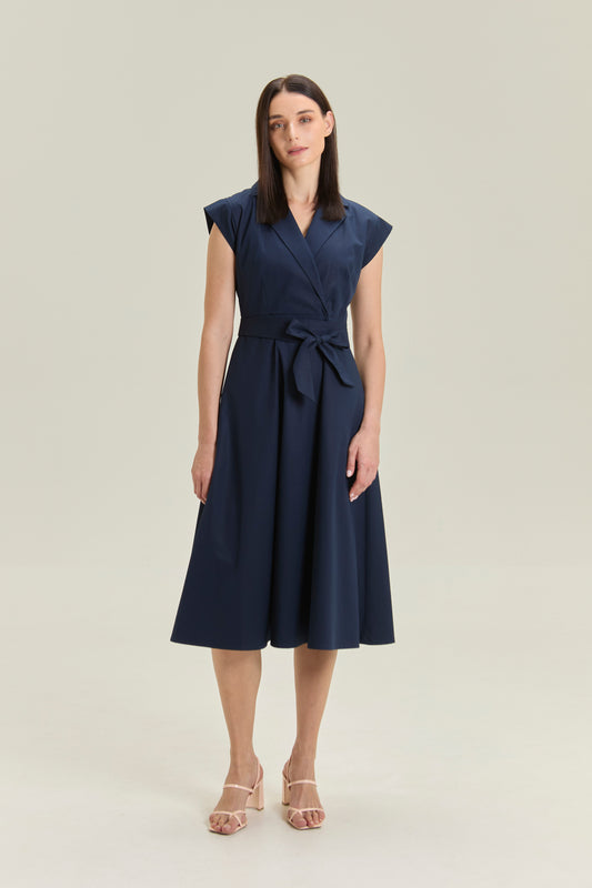 Tailored Wrap A-line Dress - Midnight