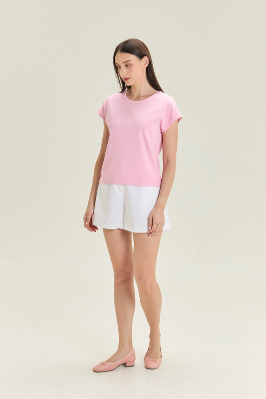 City Tee, Cap Sleeve - Strawberry Milk