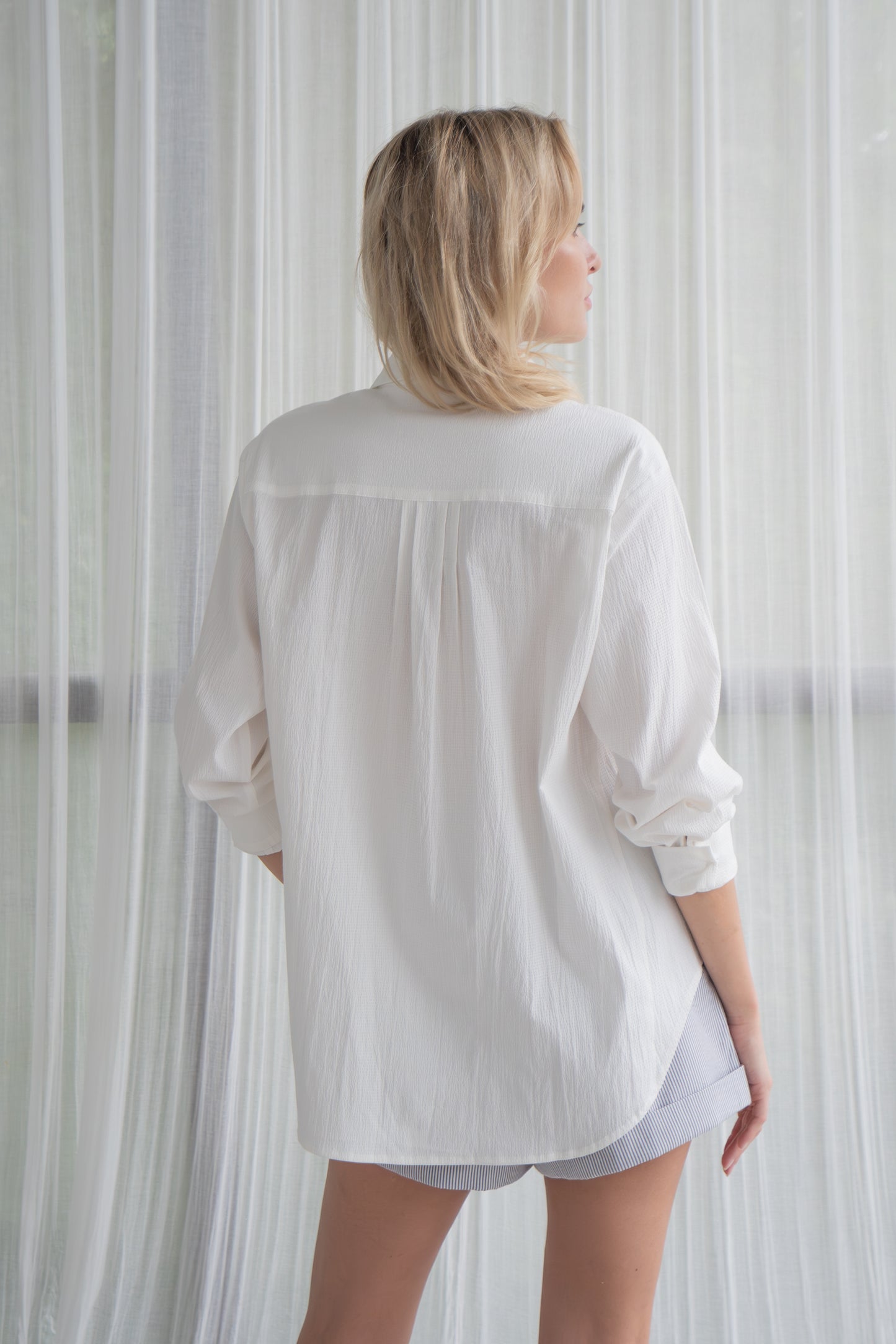 Crinkled Cotton Shirt - White