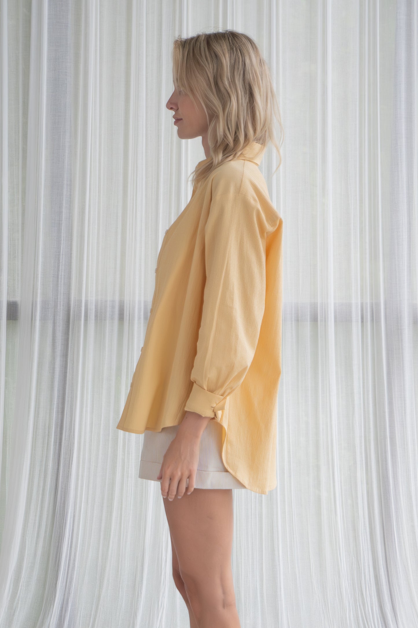 Crinkled Cotton Shirt - Marigold