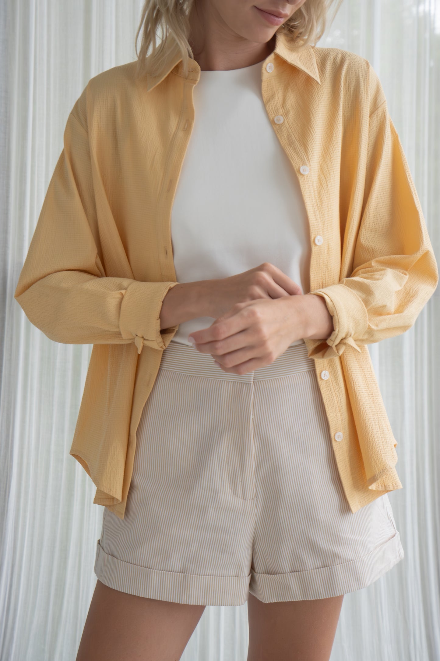Crinkled Cotton Shirt - Marigold