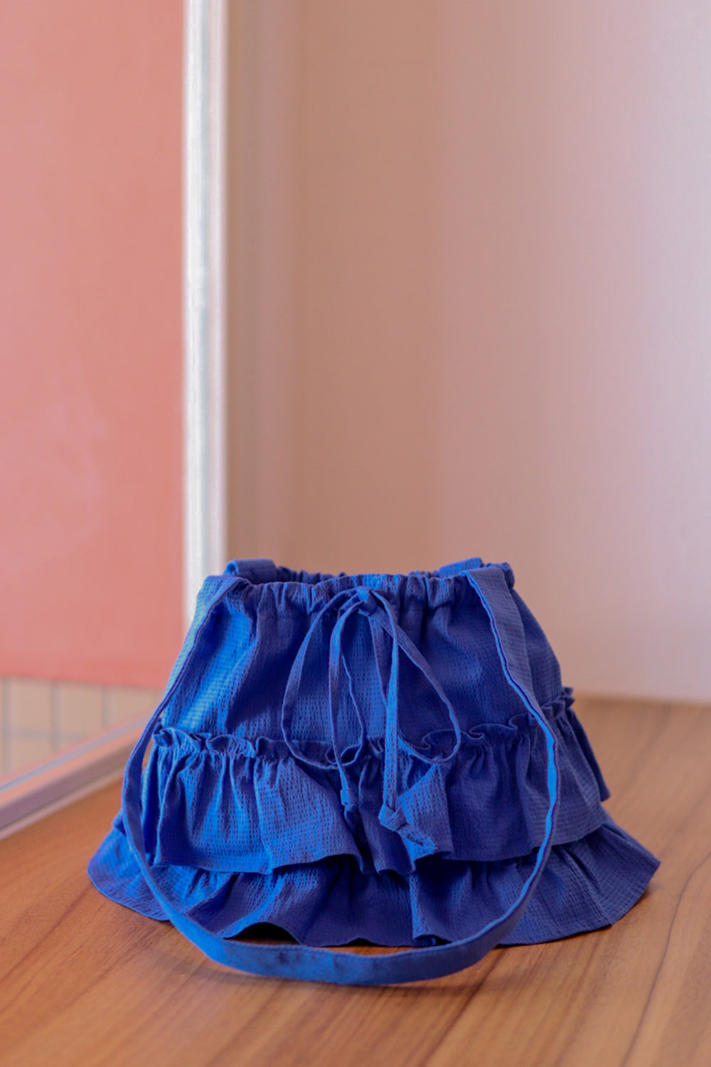 Ruffle Drawstring Tote - Royal Blue