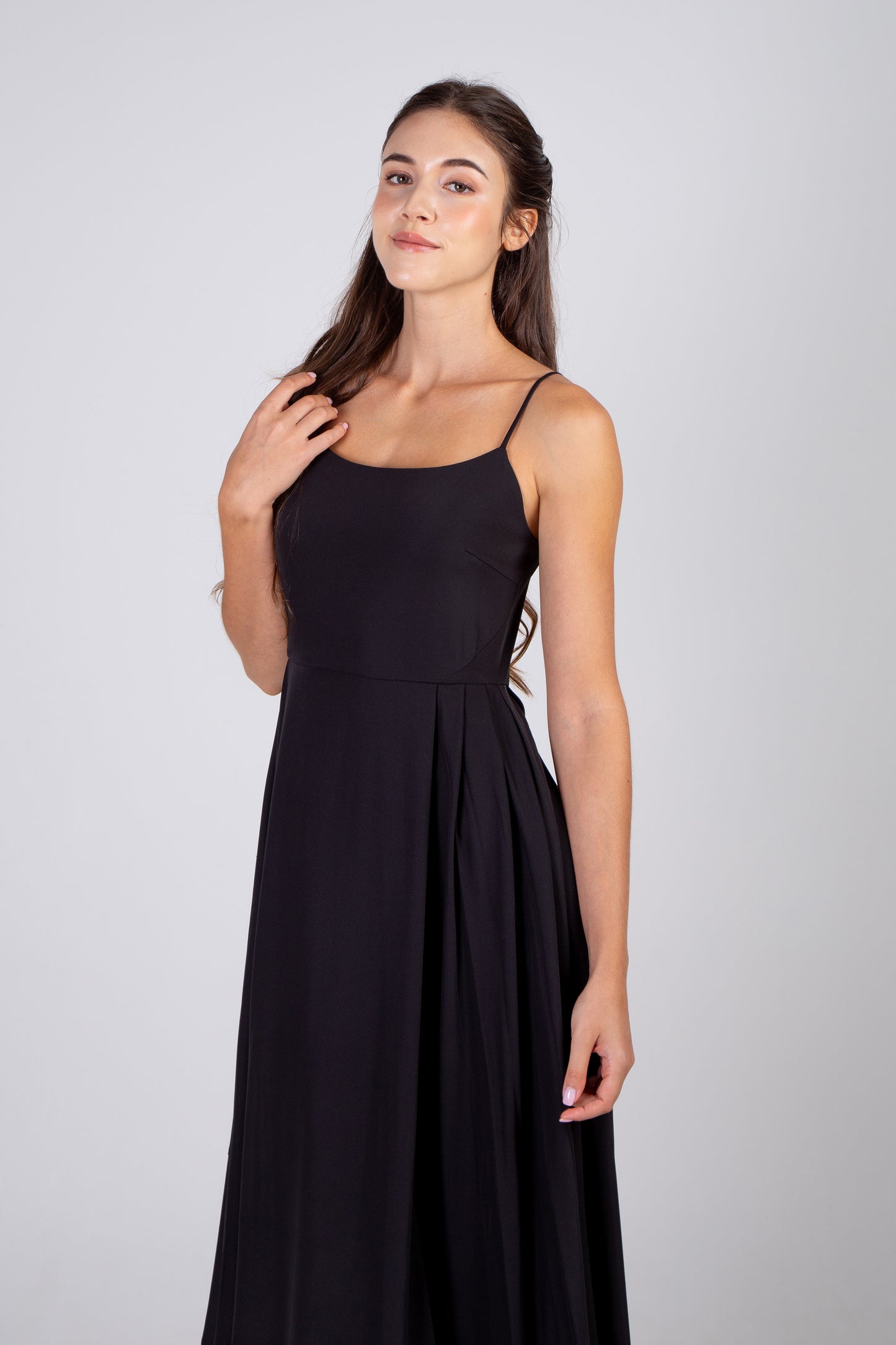 Pleated Midi Dress - Black