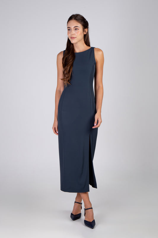 Sheath Dress With Slit Detail - Dark Teal