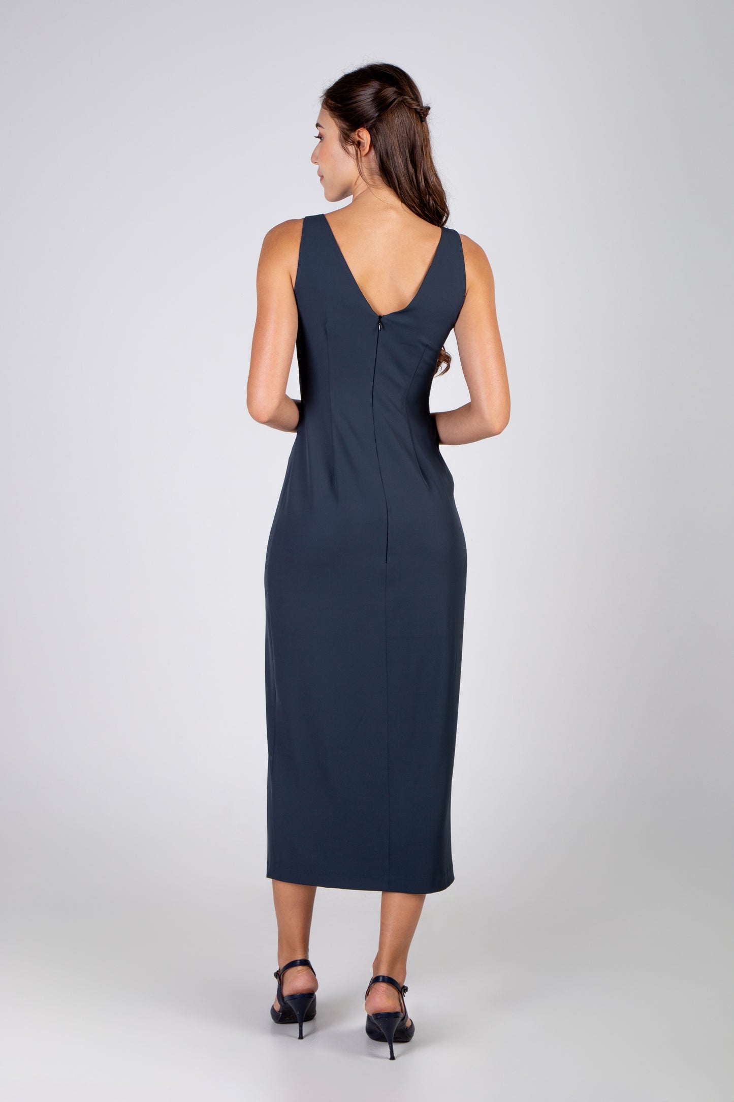 Sheath Dress With Slit Detail - Dark Teal