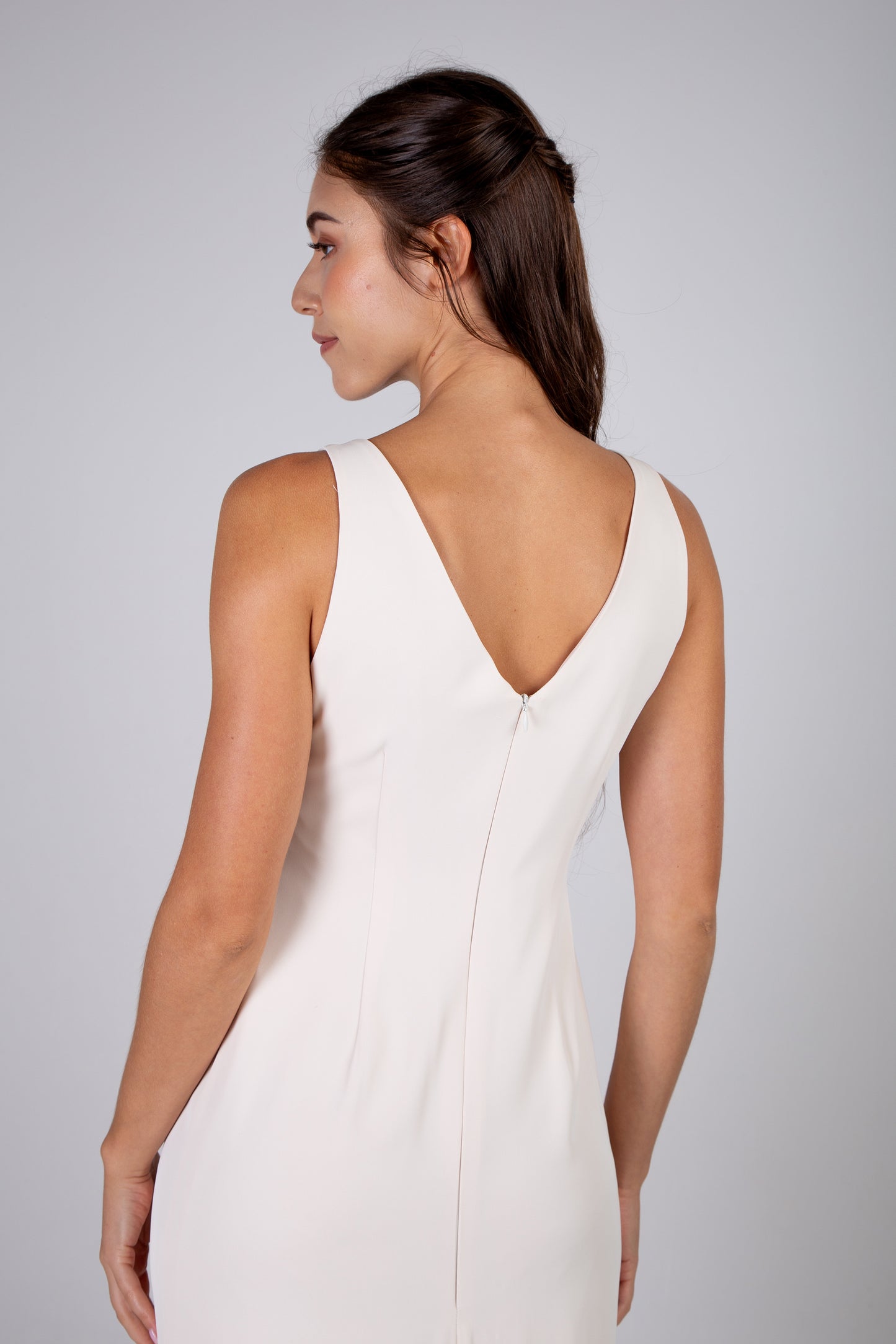 Sheath Dress With Slit Detail - Ivory