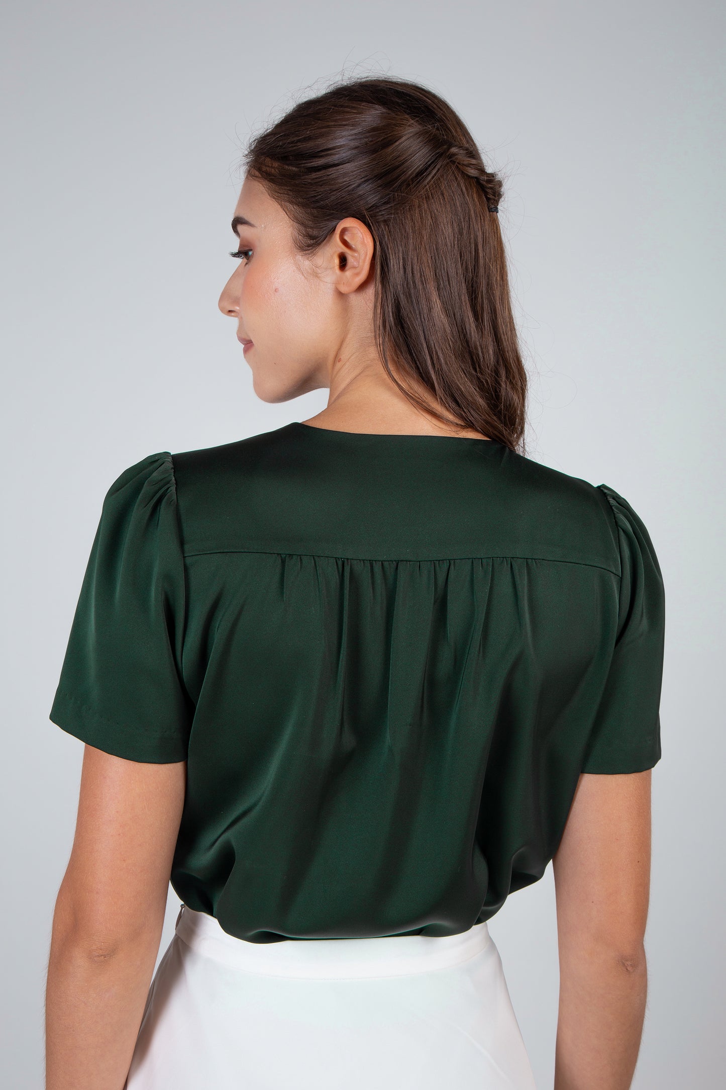 Faux Wrap Blouse (Regular) - Forest