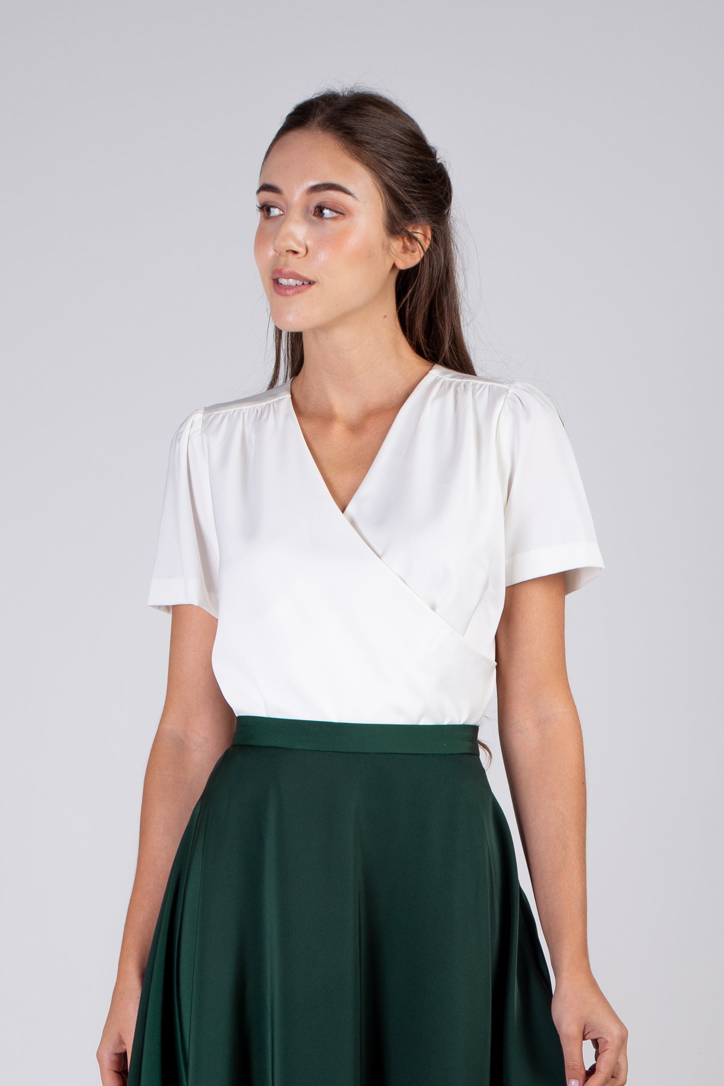Faux Wrap Blouse (Regular) - White
