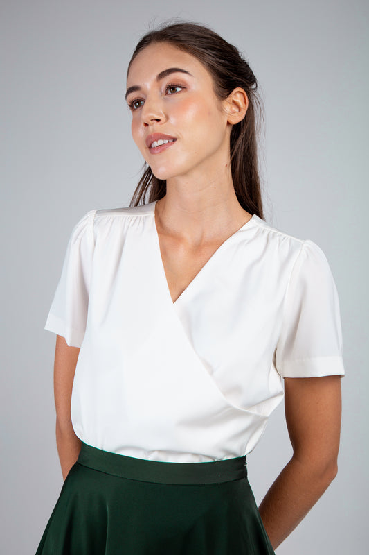 Faux Wrap Blouse (Regular) - White