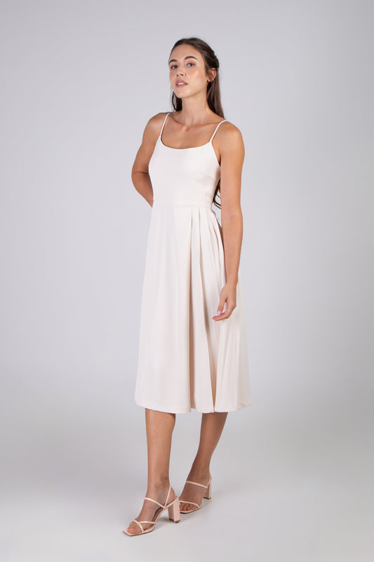 Pleated Midi Dress - Ivory