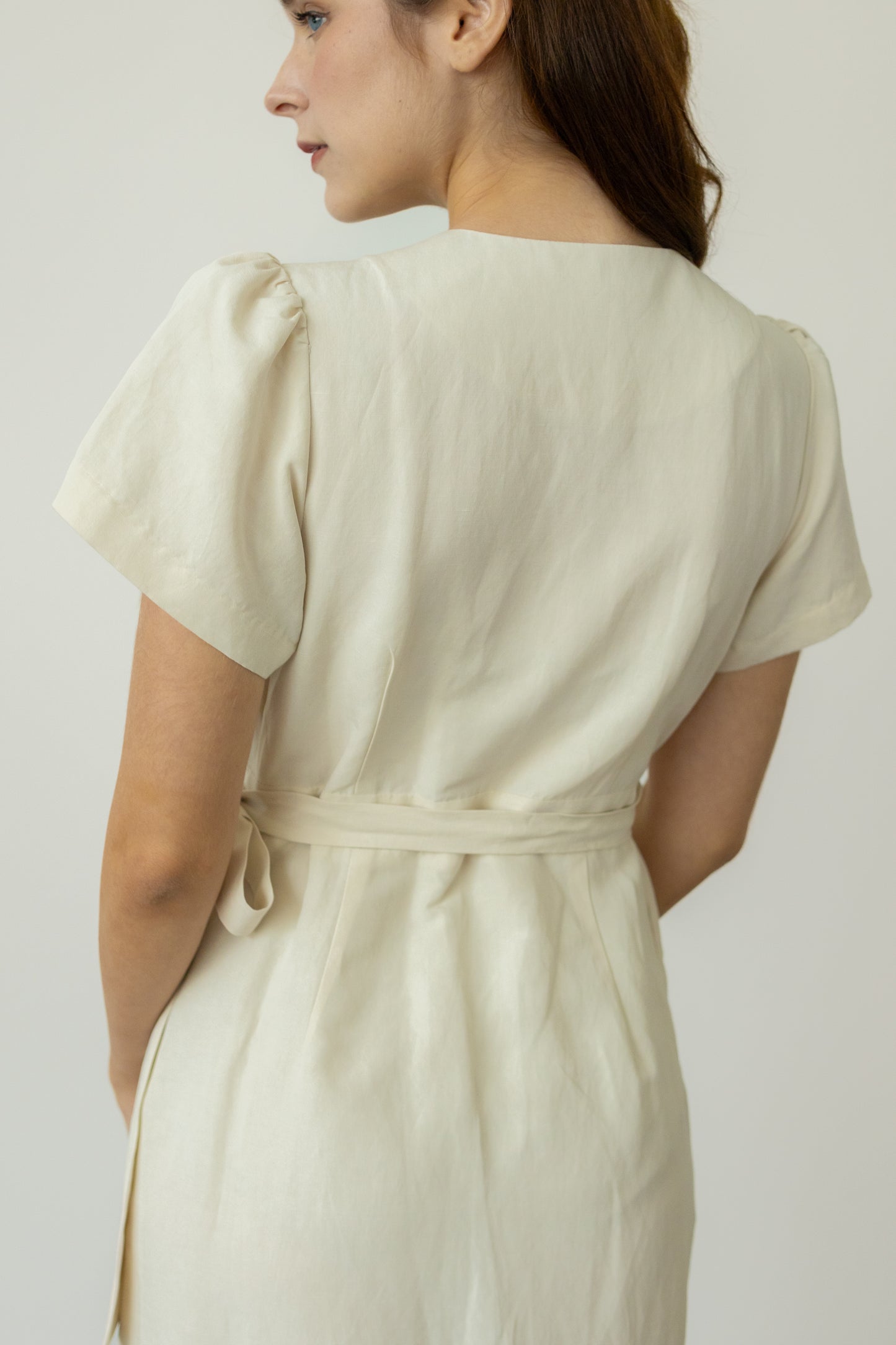 Tencel-Linen Wrap Dress - Natural