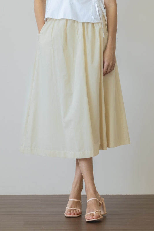 Gathered Midi Skirt - Natural