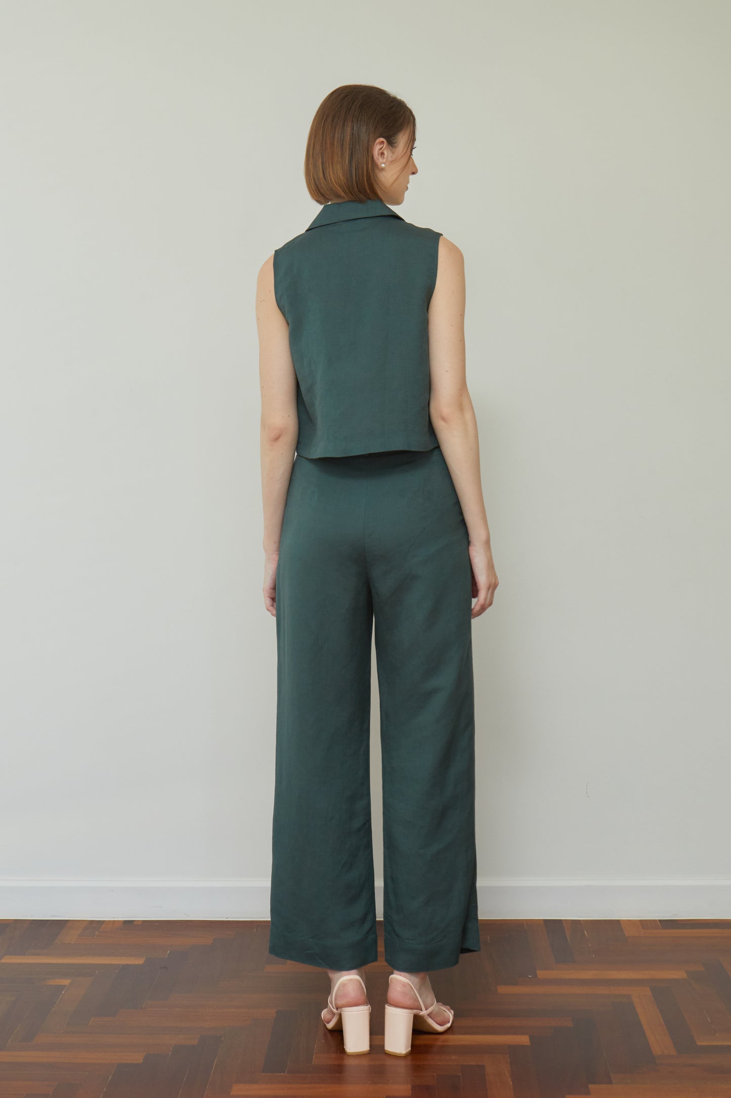 Linen Full Length Pants - Forest