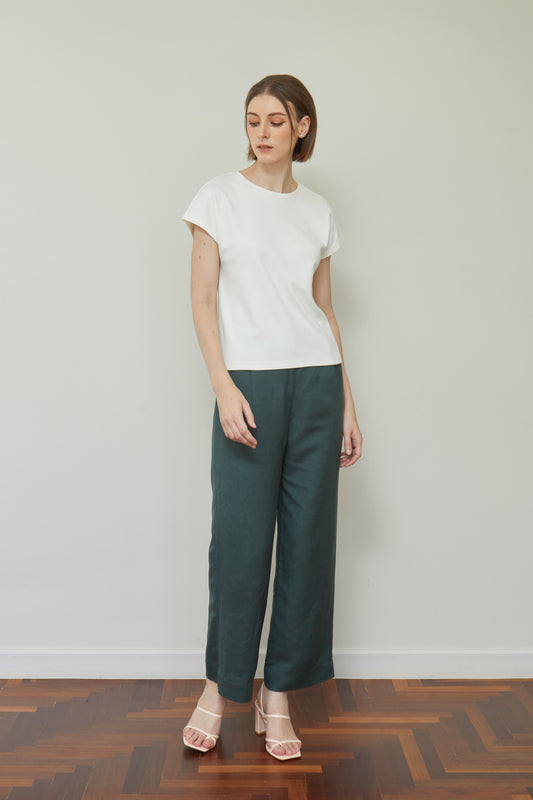 Linen Full Length Pants - Forest