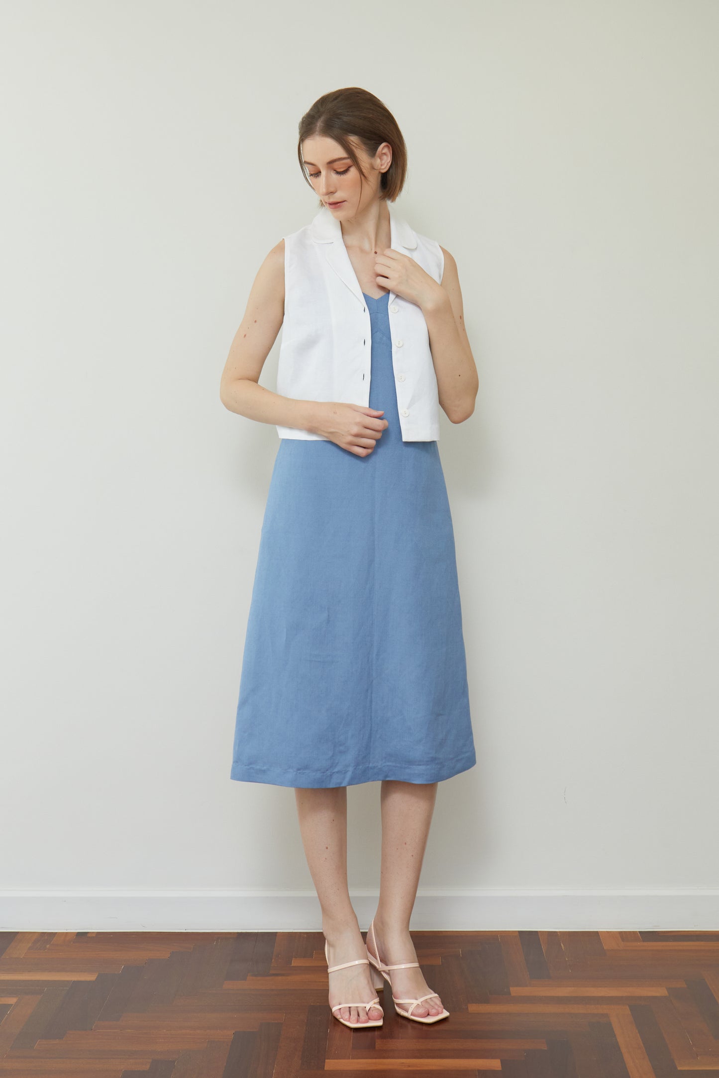 Linen Midi Sundress - French Blue
