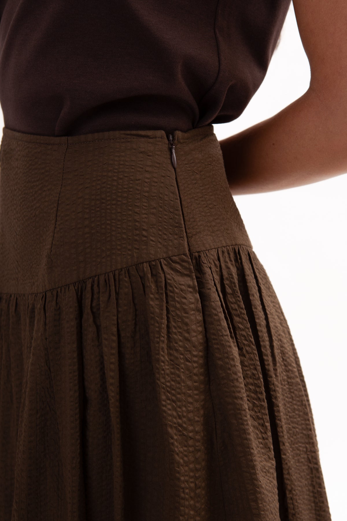 Asymmetrical Tea Skirt - Cocoa