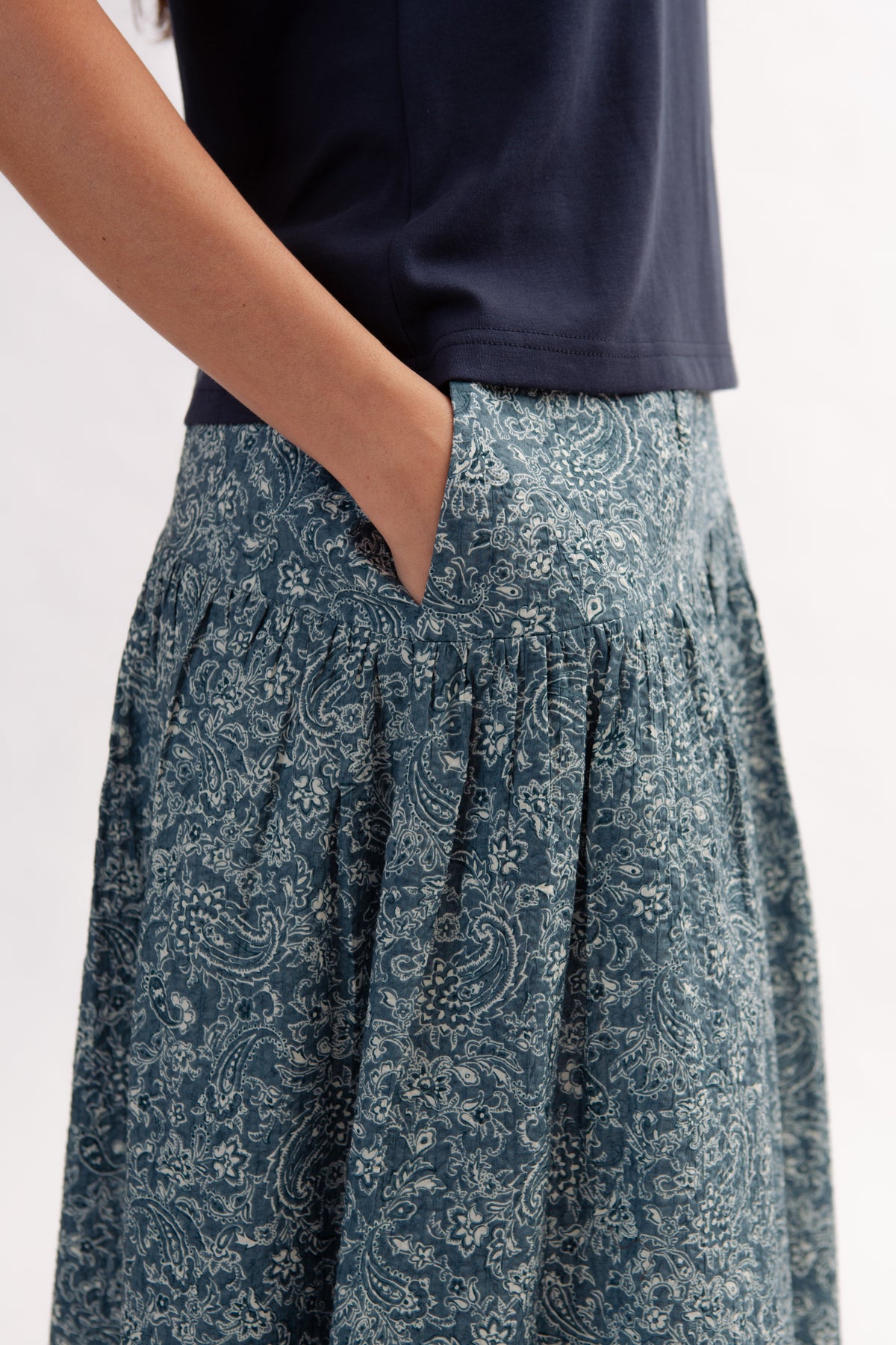Asymmetrical Tea Skirt in Print - Ocean