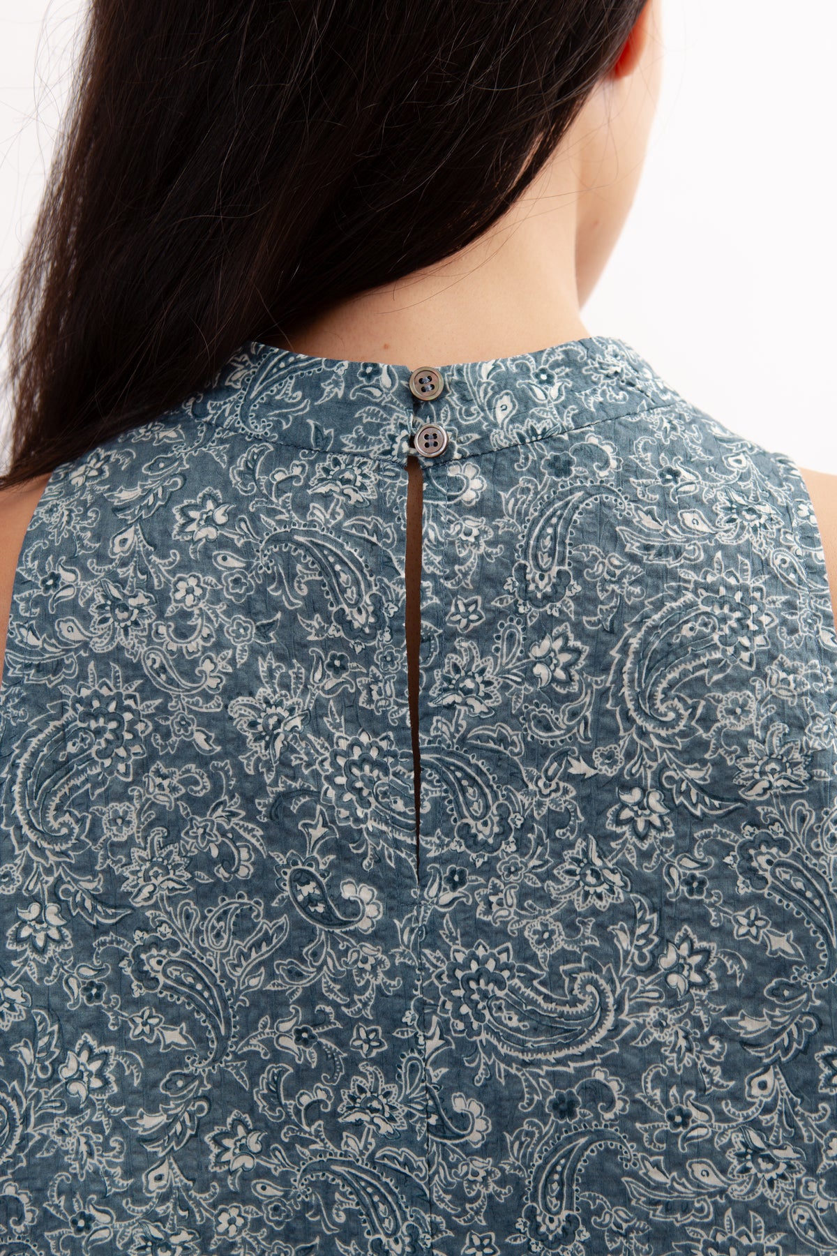 Relaxed V-Neck Blouse in Print - Ocean