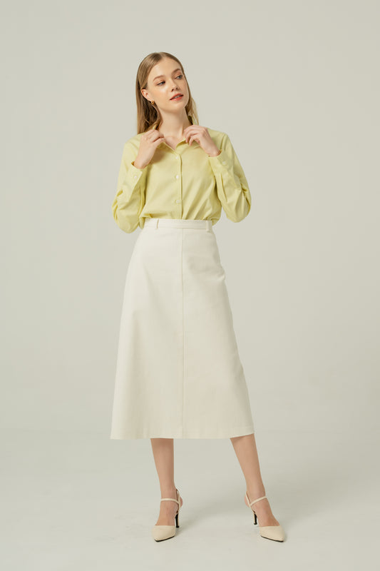 Relaxed Fit Tencel-Cotton Shirt - Powder Yellow