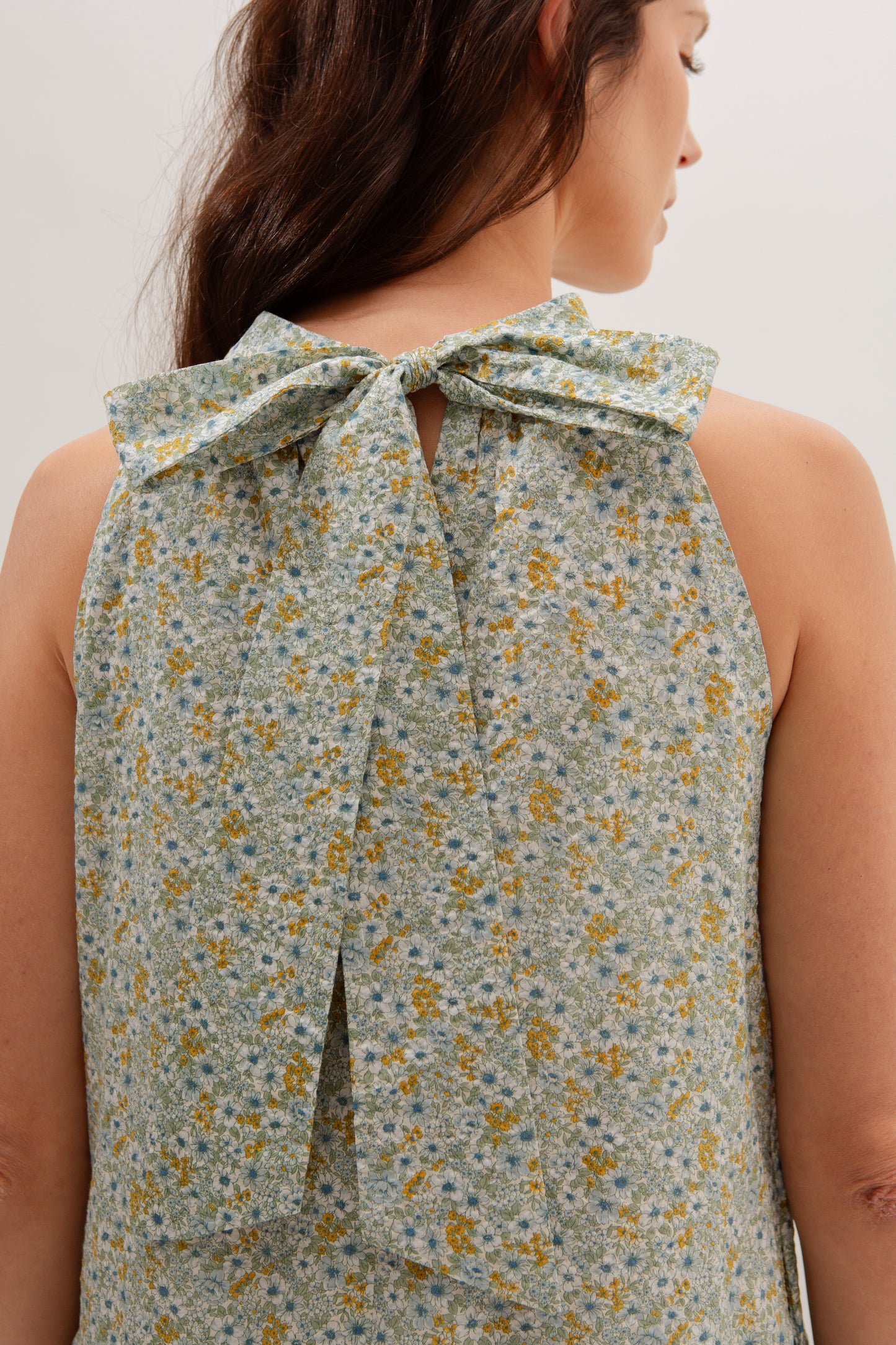 Tie-ribbon Halter Maxi Dress - Sunrise Garden