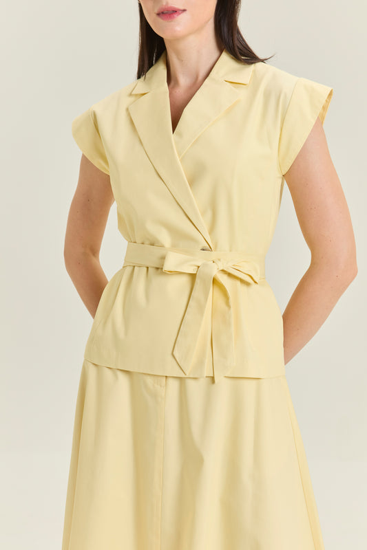 Tailored Wrap Vest Blouse - Butter