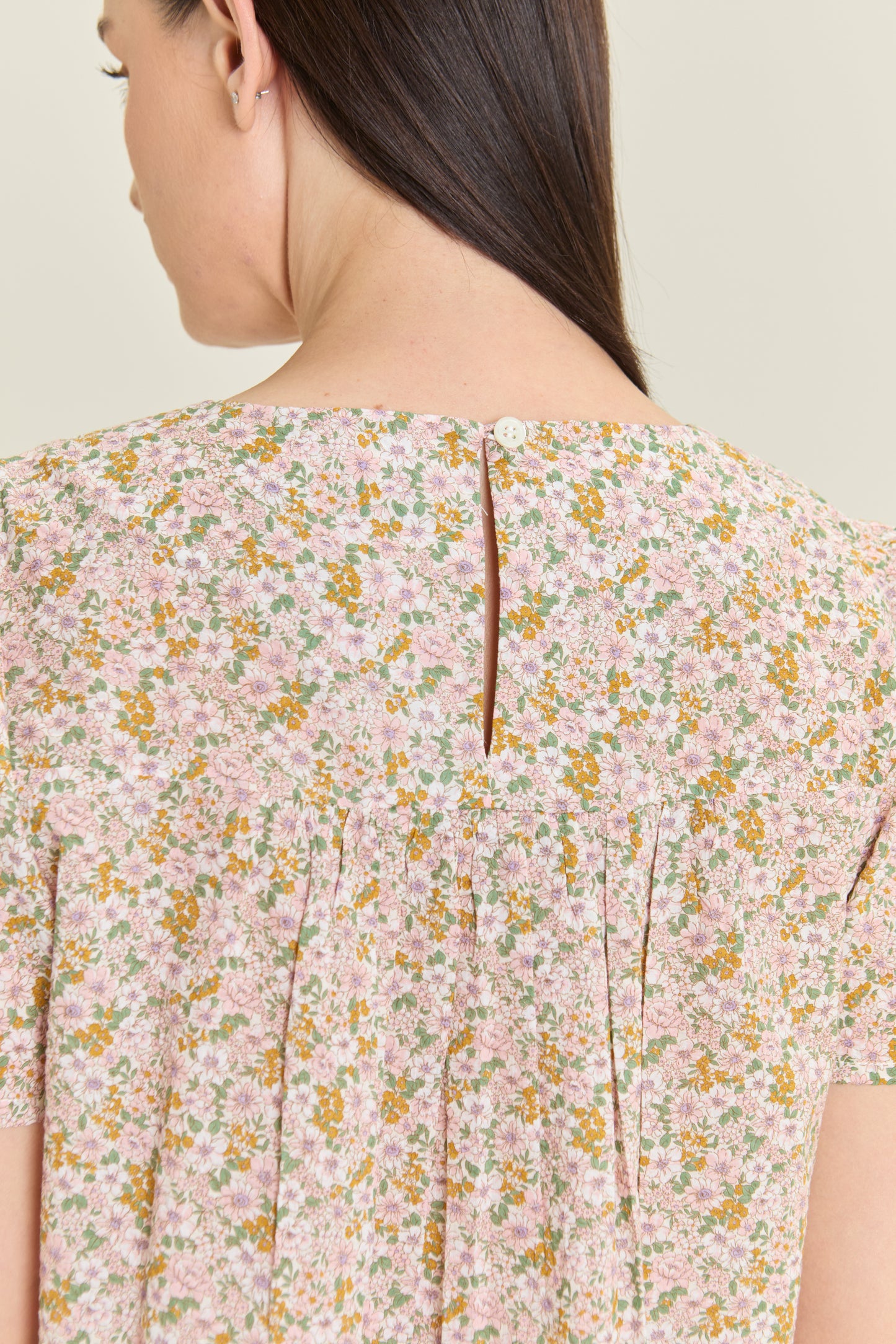 Weekend Gathered Blouse - Blush Garden
